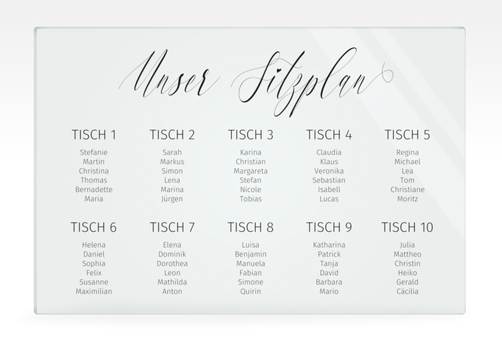 Sitzplan Acryl Hochzeit Chalkboard 60 x 40 cm Acryl schwarz