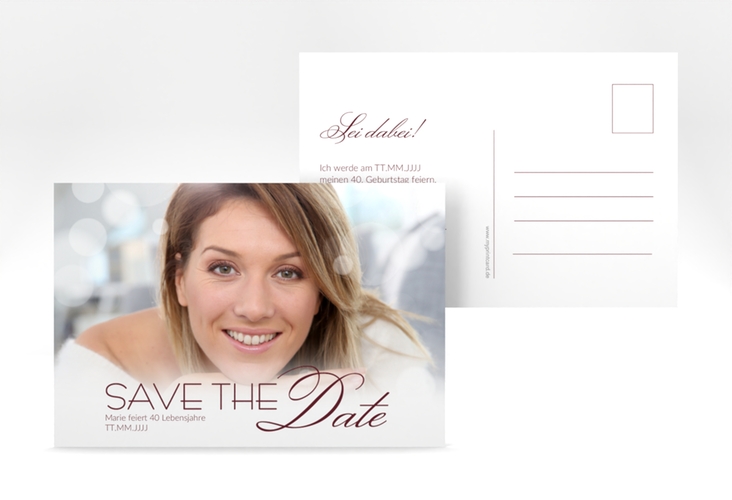 Save the Date-Postkarte Geburtstag Luminous A6 Postkarte rot
