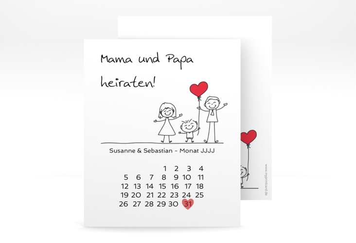 Save the Date-Kalenderblatt Family Kalenderblatt-Karte weiss hochglanz