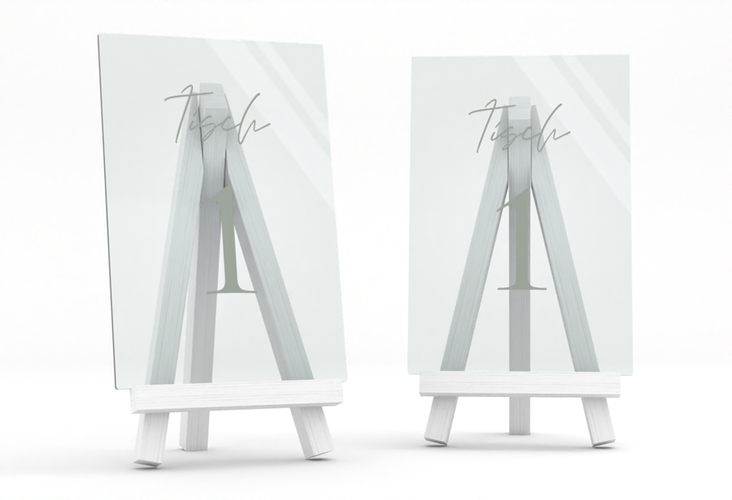 Tischnummer Acryl Hochzeit Day Tischaufsteller Acryl gruen mit Datum im minimalistischen Design