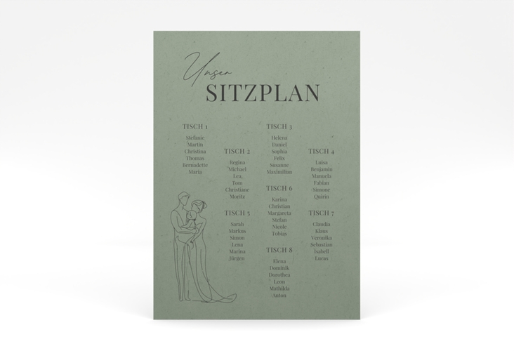Sitzplan Poster Hochzeit Vereint 50 x 70 cm Poster gruen
