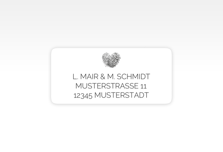 Absenderetikett Hochzeit Fingerprint 45,7 x 21,2 mm schwarz schlicht mit Fingerabdruck-Motiv