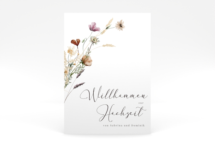 Willkommensschild Poster Sauvages 50 x 70 cm Poster mit getrockneten Wiesenblumen