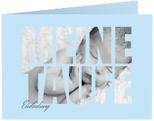 Einladungskarte Taufe Blessing A6 Klappkarte quer blau