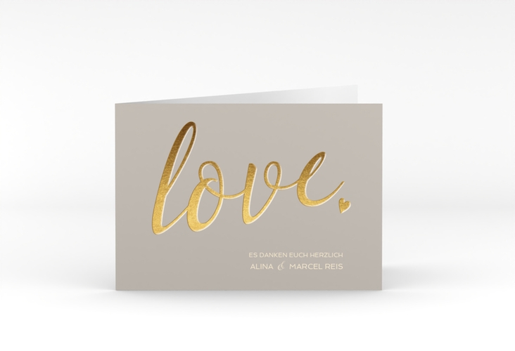 Danksagungskarte Hochzeit Glam A6 Klappkarte quer grau hochglanz