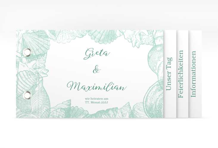 Hochzeitseinladung Muschelreich Booklet mint