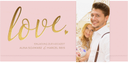 Klick: Details zu Hochzeitseinladung "Glam" anzeigen Hochzeitseinladung Glam Wickelfalzkarte + Banderole rosa