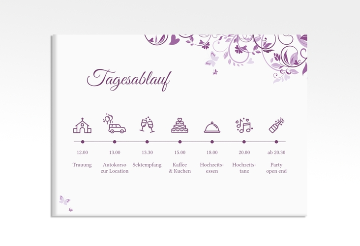 Tagesablauf Leinwand Hochzeit "Lilly" 70 x 50 cm Leinwand lila