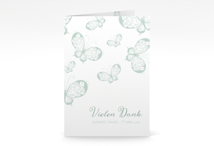 Danksagung Taufe Protection A6 Klappkarte hoch mint
