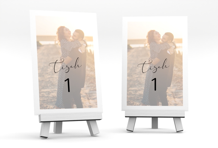 Tischnummer Hochzeit Lucent Tischaufsteller weiss hochglanz