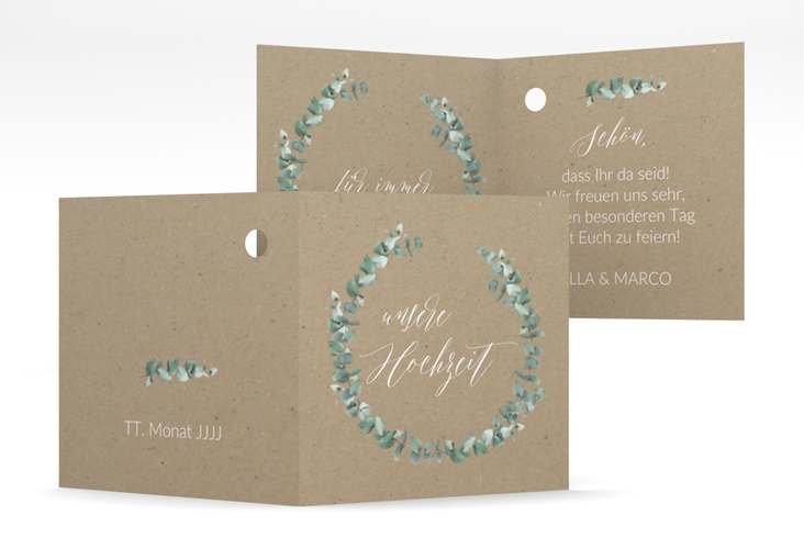 Geschenkanhänger Hochzeit Silverleaf Geschenkanhänger 10er Set Kraftpapier hochglanz mit Eukalyptus-Zweig