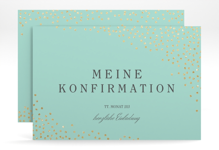 Einladung Konfirmation Glossy A6 Karte quer mint hochglanz