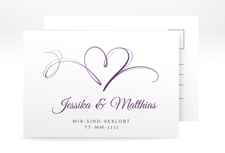 Verlobungskarte Hochzeit Envie A6 Postkarte lila