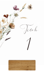Klick: Details zu Tischnummer Acryl Hochzeit "Sauvages" anzeigen Tischnummer Acryl Hochzeit Sauvages Tischaufsteller Acryl bunt mit getrockneten Wiesenblumen