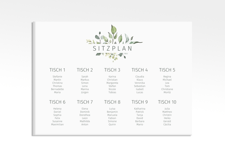 Sitzplan Leinwand Hochzeit Enchanting 70 x 50 cm Leinwand weiss