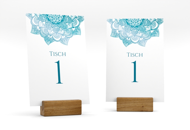 Tischnummer Hochzeit Delight Tischaufsteller tuerkis