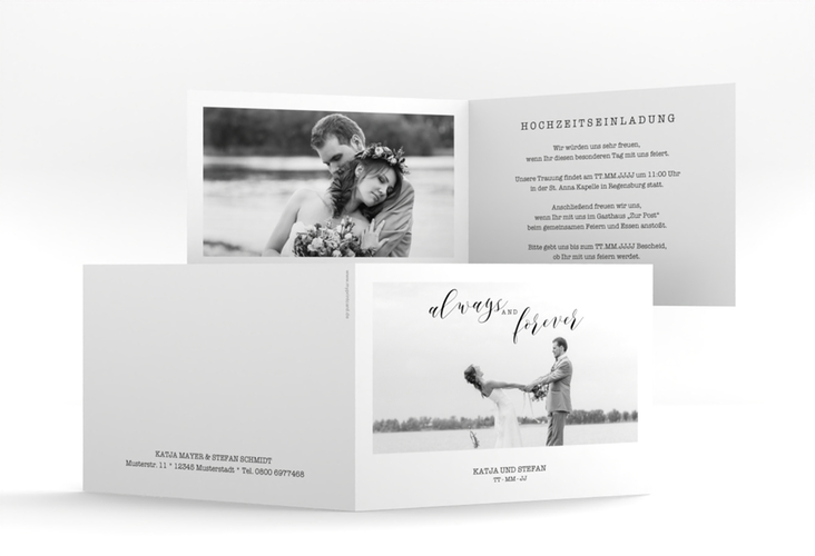 Hochzeitseinladung Photoframe A6 Klappkarte quer