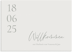 Klick: Details zu Willkommensschild Leinwand "Day" anzeigen Willkommensschild Leinwand Day 70 x 50 cm Leinwand weiss mit Datum im minimalistischen Design