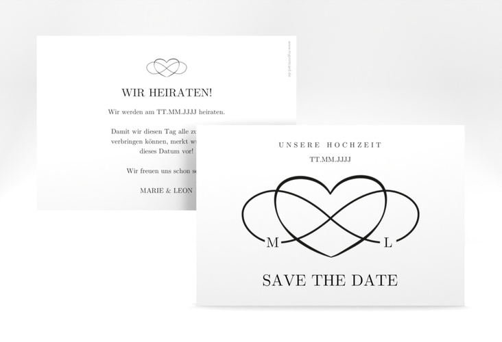 Save the Date-Karte Infinity A6 Karte quer schwarz hochglanz
