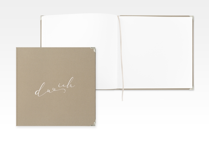 Gästebuch Selection Hochzeit Zweisamkeit Leinen-Hardcover Kraftpapier im minimalistischen Stil mit Aufschrift du & ich