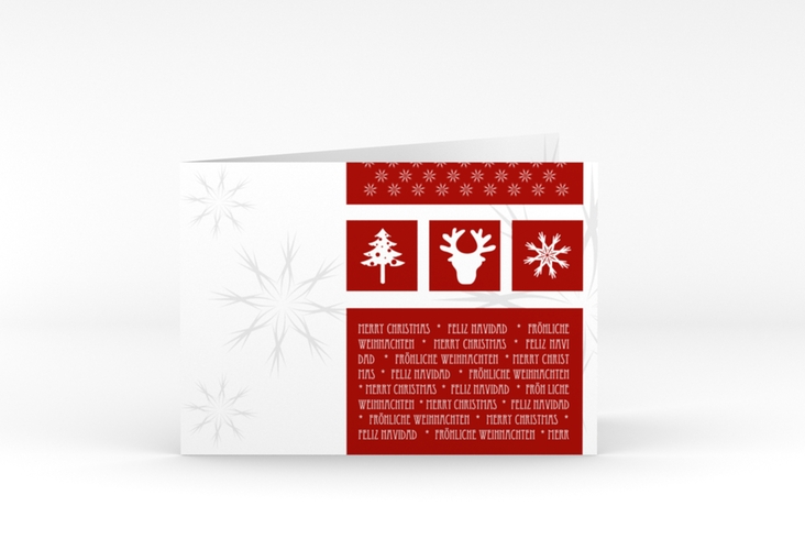 Business-Weihnachtskarte Winterpracht A6 Klappkarte quer rot hochglanz