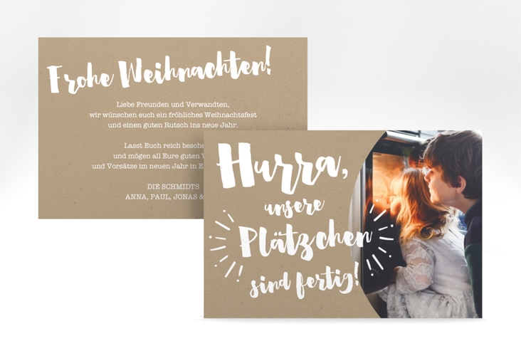 Weihnachtskarte Plätzchen A6 Karte quer für Weihnachtsgrüße mit Familienfoto
