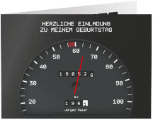 Einladung Geburtstag Tacho A6 Klappkarte quer schwarz