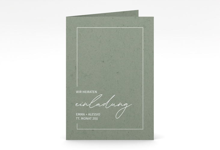 Einladungskarte Hochzeit Simple Line A6 Klappkarte hoch gruen