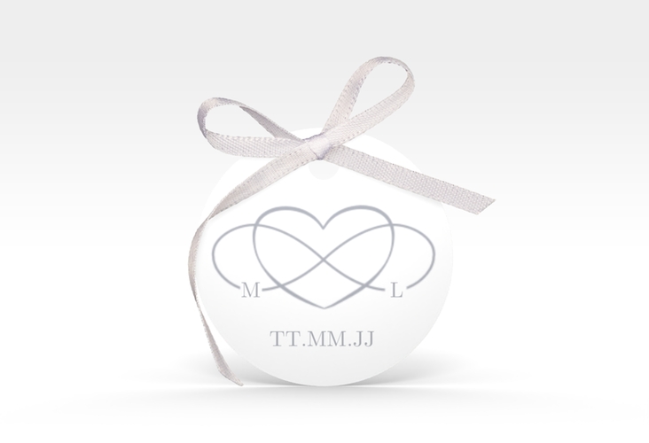 Geschenkanhänger Hochzeit Infinity Geschenkanhänger, rund grau