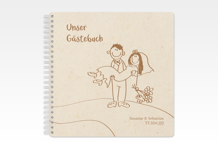 Gästebuch Hochzeit Pisa Ringbindung beige