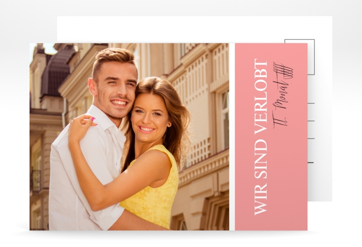Verlobungskarte Classic A6 Postkarte rosa