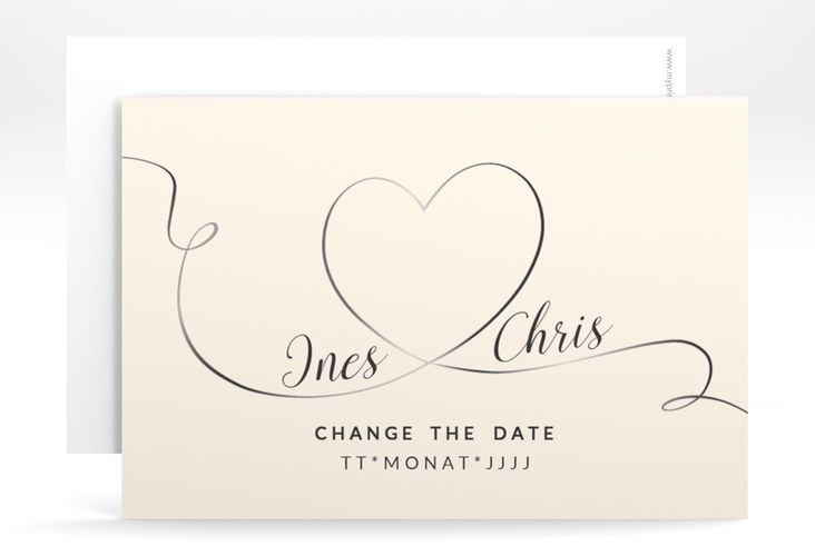 Change the Date-Karte Hochzeit Dolce A6 Karte quer beige hochglanz