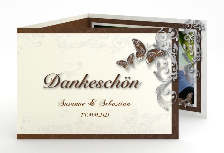 Danksagungskarte Hochzeit Toulouse A6 Doppel-Klappkarte braun