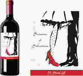 Weinetikett zur Hochzeit Straßburg Etikett Weinflasche 4er Set rot mit Rockabilly-Brautpaar