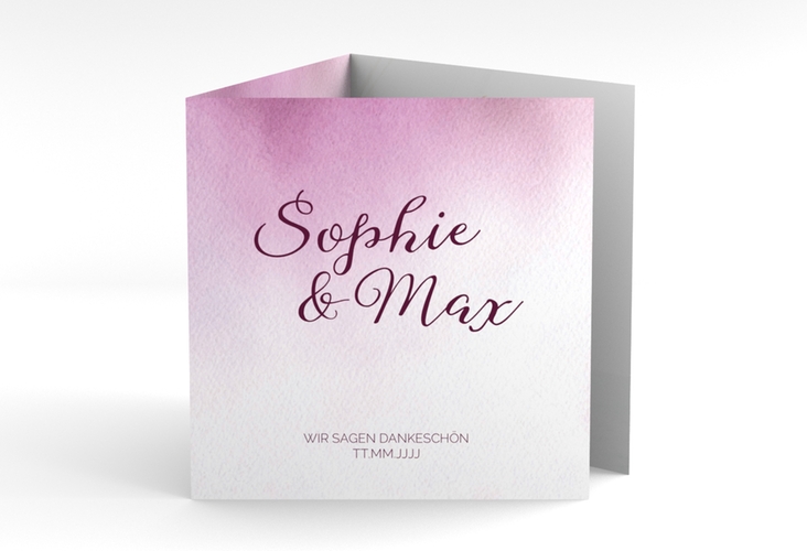 Dankeskarte Hochzeit "Ombre" Quadr. Karte doppelt rosa