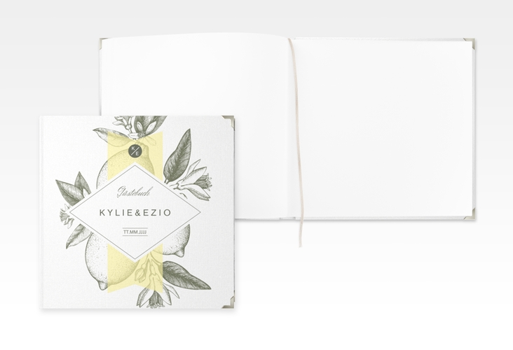 Gästebuch Selection Hochzeit Lemon Leinen-Hardcover gelb mit mediterranem Zitronen-Kupferstich