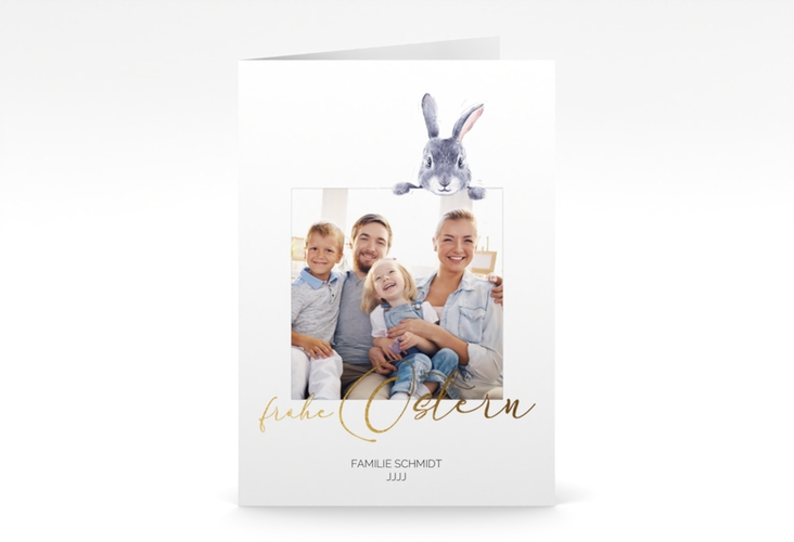 Osterkarte Osterpost A6 Klappkarte hoch weiss hochglanz