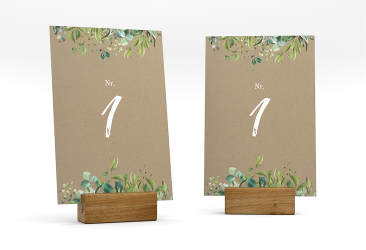 Tischnummer Hochzeit Natural Tischaufsteller Kraftpapier