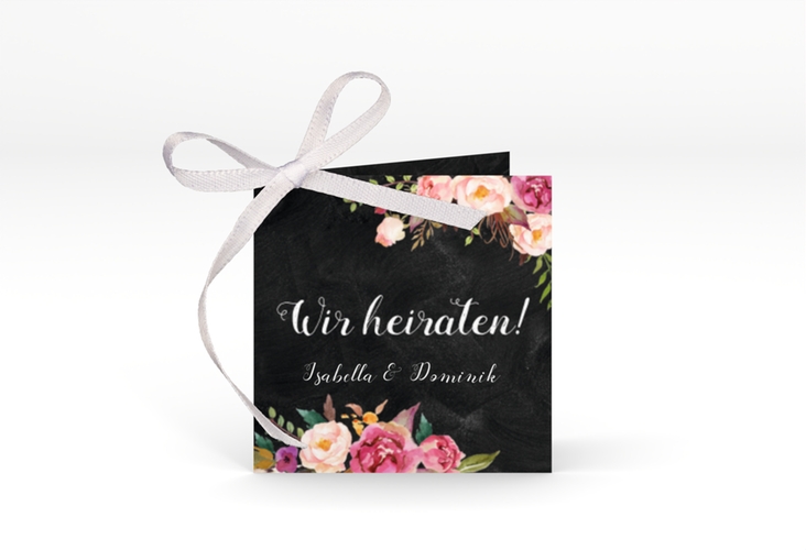 Geschenkanhänger Hochzeit Flowers Geschenkanhänger 10er Set schwarz mit bunten Aquarell-Blumen
