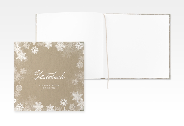 Gästebuch Selection Hochzeit Snowfall Leinen-Hardcover mit Schneeflocken für Winterhochzeit