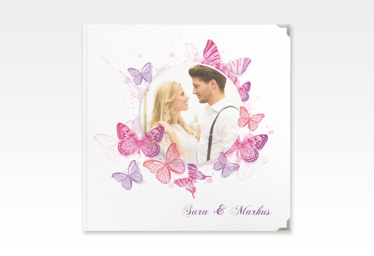 Gästebuch Selection Hochzeit Schmetterlinge Leinen-Hardcover pink
