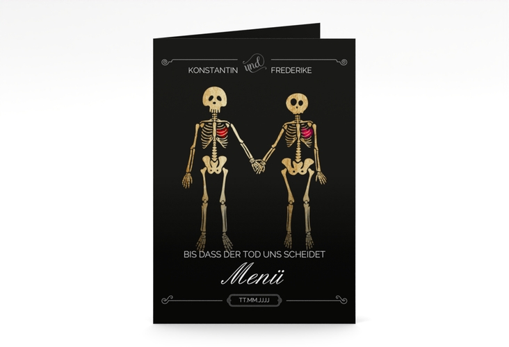 Menükarte Hochzeit Bones A5 Klappkarte hoch hochglanz