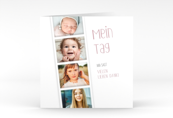Danksagungskarte Jugendweihe Photostrip quadr. Klappkarte