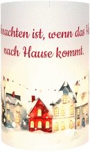 Windlicht Weihnachten Winterstadt Windlicht weiss mit Tannenbaum-Design in Grün