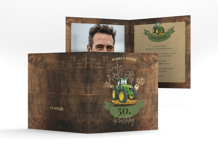 Einladung 50. Geburtstag Bulldog quadr. Klappkarte