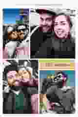 Menükarte Hochzeit Collage A5 Klappkarte hoch apricot