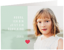 Klick: Details zu Einschulungskarte "Farbenfreudig" anzeigen Einschulungskarte Farbenfreudig A6 Klappkarte quer mint
