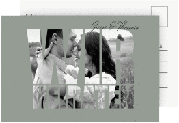Antwortkarte Hochzeit Letters A6 Postkarte gruen