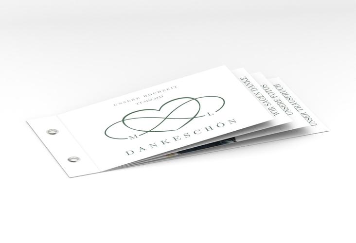 Dankeskarte Hochzeit Infinity Booklet gruen hochglanz
