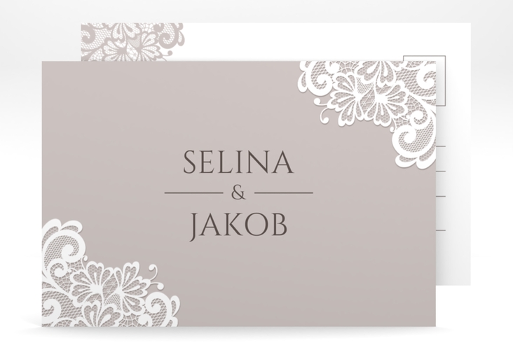 Verlobungskarte Hochzeit Vintage A6 Postkarte mit floraler Spitze